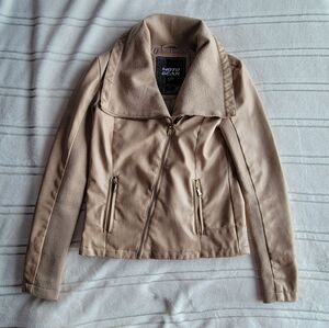 Women's Beige Asymmetrical Zip Jacket